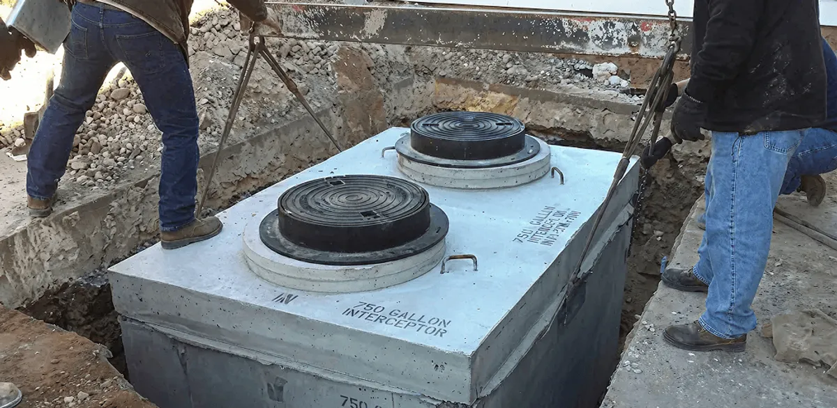 Grease trap installation for a commercial property drainage system in Riverside, CA